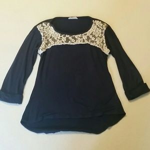 Between Navy and antique lace shirt